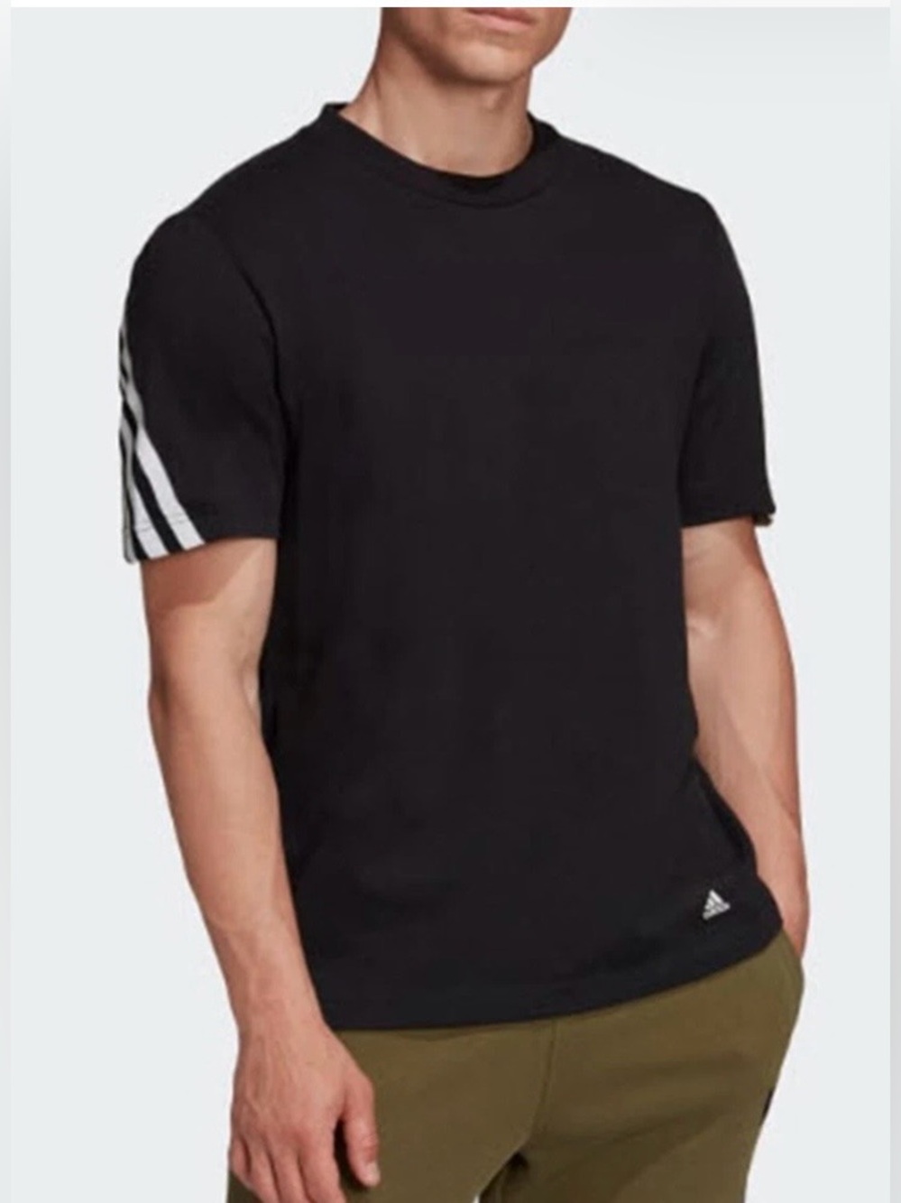 Adidas Future Icons 3-Stripes Tee GR4094 Men’s Large Black Primegreen NWOT